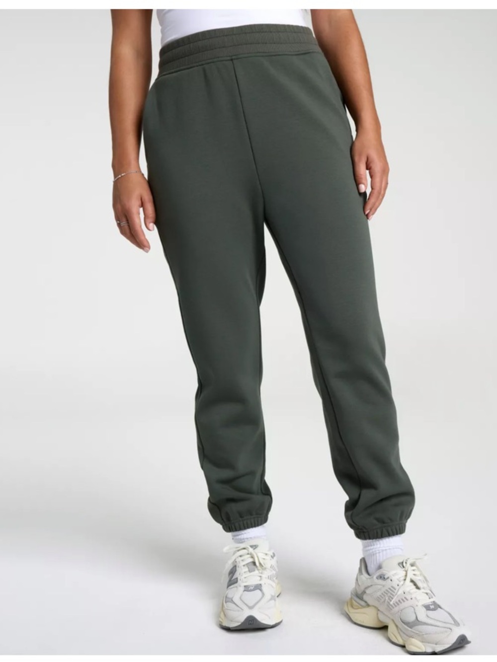 CALIA Women's Soft Scuba Brushed Fleece Cinch Jogger, Ivy Green